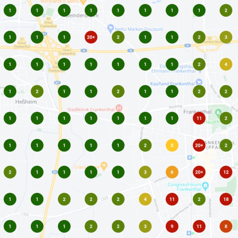 Sichtbarkeit Zahnarzt Frankenthal nachher – fast komplett grün