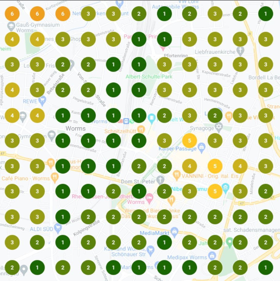 Sichtbarkeit Zahnarzt Worms nachher – fast komplett grün